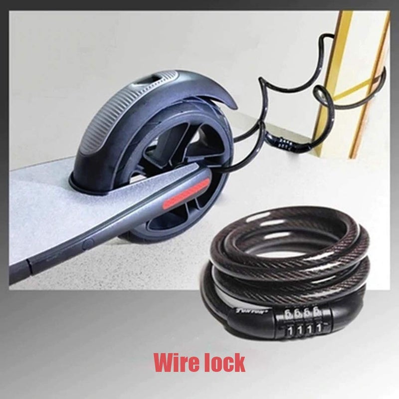 SEWAY Scooter Lock Cable for Xiaomi Mijia M365 ES Series, Bicycle Combination Locks Coiled Chain Lock Basic Self Coiling Core Steel Wire 4 ft. Long 1/3 inch Fit for M365/ES1/ES2/ES3/ES4 - Image 3